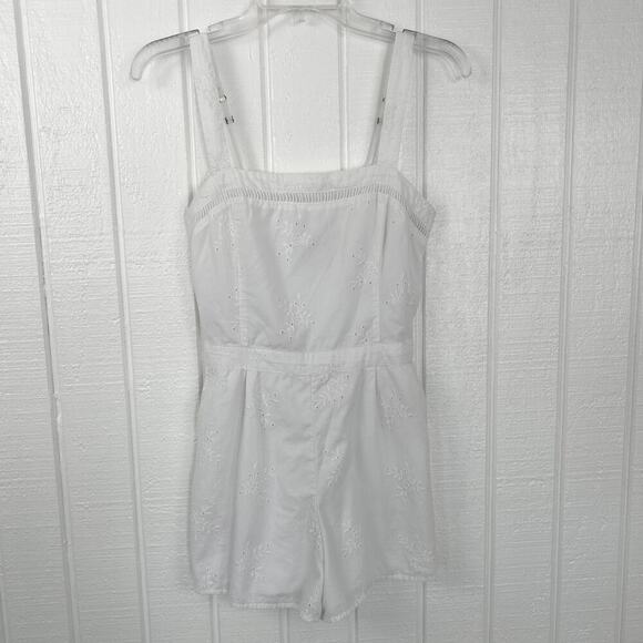 Hollister Women Cotton Shorts Romper Sleeveless White Preppy Boho Size Small - Picture 9 of 9